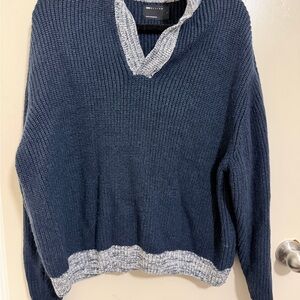 ASOS Navy and Gray V-Neck Sweater